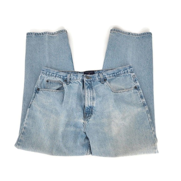 Saddlebred Mens Jeans 38x32 Blue Classic Straight Fit Distressed Denim Bottoms - Picture 3 of 8